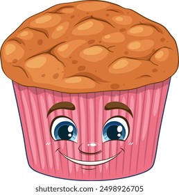 Happy cupcake with a cheerful face