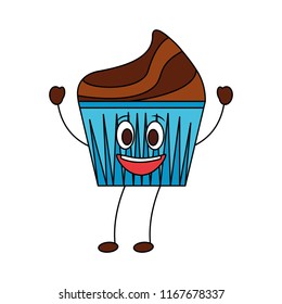 happy cupcake kawaii sweet mascot design image