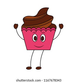 happy cupcake kawaii sweet mascot design image