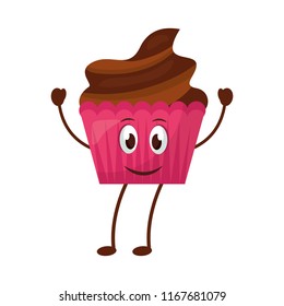happy cupcake kawaii sweet mascot design image