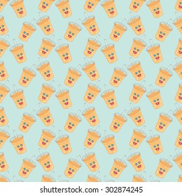 Happy cups seamless pattern