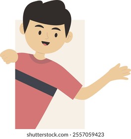 Happy Curious People Illustration on White Background. Peeping and Looking. Flat Vector Character