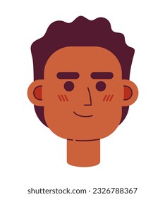 Happy curly haired man semi flat vector character head. Editable cartoon avatar icon. Successful entrepreneur. Face emotion. Colorful spot illustration for web graphic design, animation