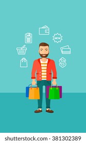 Feliz cliente con bolsos.