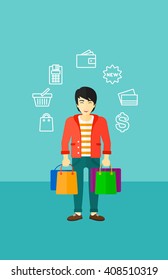 Feliz cliente con bolsos.