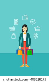 Feliz cliente con bolsos.