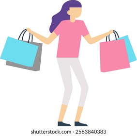 Happy customer carrying shopping bags filled with purchases enjoying a successful day of retail therapy, symbolizing consumerism, sales, and the excitement of finding great deals