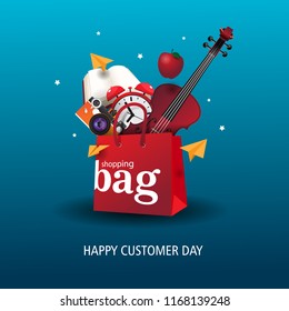 Happy customer day with shopping bag