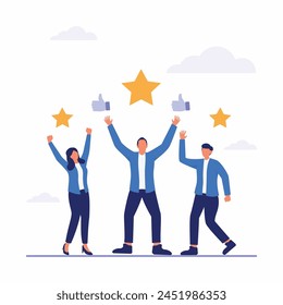 Happy customer experience feedback concept