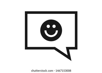 Happy customer icon, happy face in the chat sign 