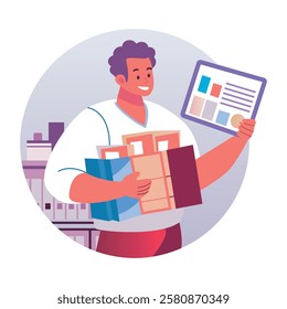 Happy customer illustration in flat style 
