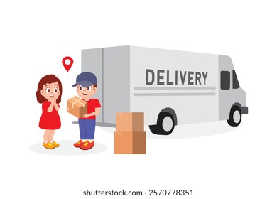 Happy Customer Receiving a Package Delivery