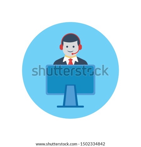Happy customer support manager with headphones