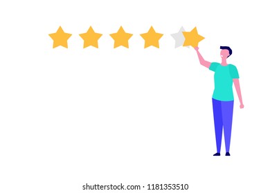 Happy customer, User feedback review concept vector illustration flat style.