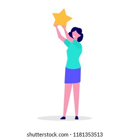 Happy customer, User feedback review concept vector illustration flat style.