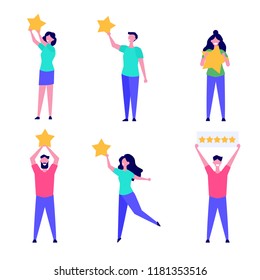 Happy customer, User feedback review concept vector illustration flat style.