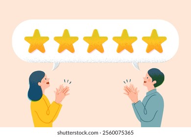 Happy customer, User feedback review concept vector illustration flat style.