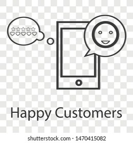 Happy customers icon on transparency background . Vector illustration.