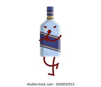 Happy Cute Alcohol Beverage Bottle Illustration Cartoon Character