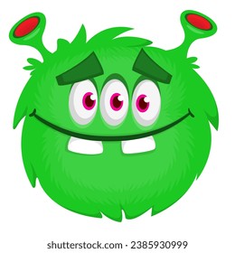 Happy and cute alien character with three eyes. Cartoon ilustration