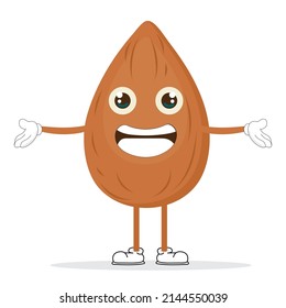 happy cute almonds character vector  