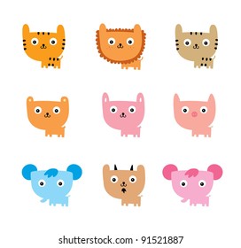 happy cute animal doodle
