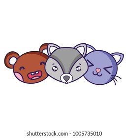 happy cute animals' head