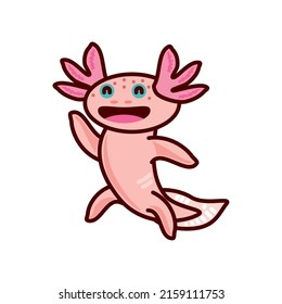 happy cute axolotl icon isolated