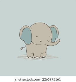 Happy cute baby elephant  - funny vector concept of character. Children's flat hand drawn simple style illustration for posters, postcards, T-shirts
