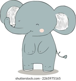 Happy cute baby elephant  - funny vector concept of character. Children's flat hand drawn simple style illustration for posters, postcards, T-shirts
