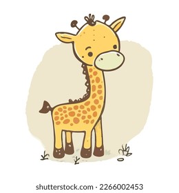 Happy cute baby giraffe - funny vector concept of character. Children's flat hand drawn simple style illustration for posters, postcards, T-shirts
