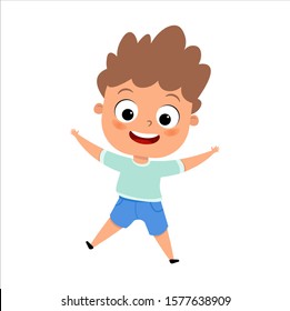 happy cute baby learns to walk vector illustration 