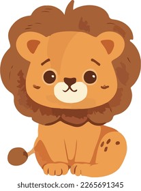 Happy cute baby lion - funny vector concept of character. Children's flat hand drawn simple style illustration for posters, postcards, T-shirts. 