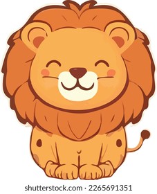 Happy cute baby lion - funny vector concept of character. Children's flat hand drawn simple style illustration for posters, postcards, T-shirts. 