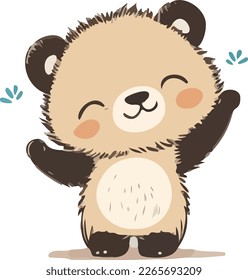 Happy cute baby panda - funny vector concept of character. Children's flat hand-drawn simple style illustration for posters, postcards, and T-shirts. 