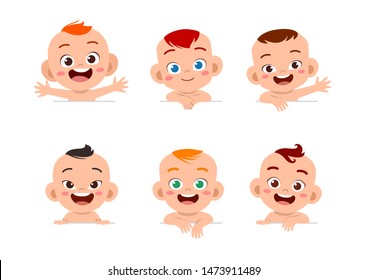 happy cute baby set bundle vector