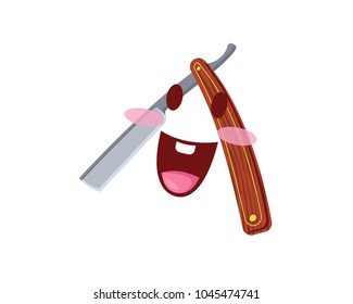 Happy Cute Barbershop Equipment Character Cartoon Illustration 