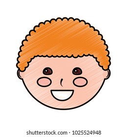 happy cute boy face young character