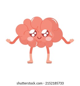 happy cute brain over white