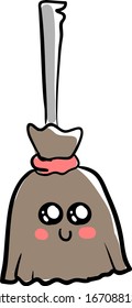 Happy cute broom, illustration, vector on white background.