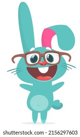 Happy cute bunny cartoon. Easter vector rabbit  illustration isolated

