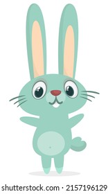 Happy cute bunny cartoon. Easter vector rabbit  illustration isolated
