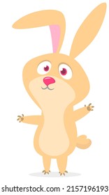 Feliz tira cómica. Ilustración de conejo vectorial de Pascua aislada
