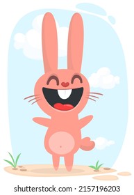 Happy cute bunny cartoon. Easter vector rabbit  illustration isolated
