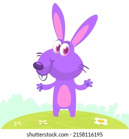 Happy cute bunny cartoon. Easter vector rabbit  illustration isolated
