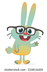 Happy cute bunny cartoon. Easter vector rabbit  illustration isolated