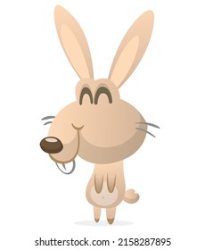 Happy cute bunny cartoon. Easter vector rabbit  illustration isolated
