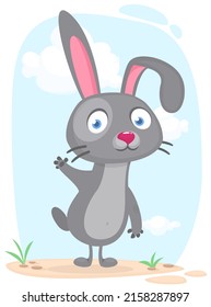 Happy cute bunny cartoon. Easter vector rabbit  illustration isolated
