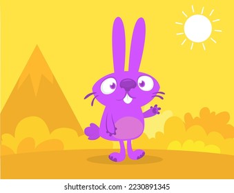 Happy cute bunny cartoon. Easter vector rabbit  illustration isolated