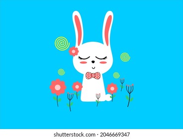 happy cute bunny illustration vector